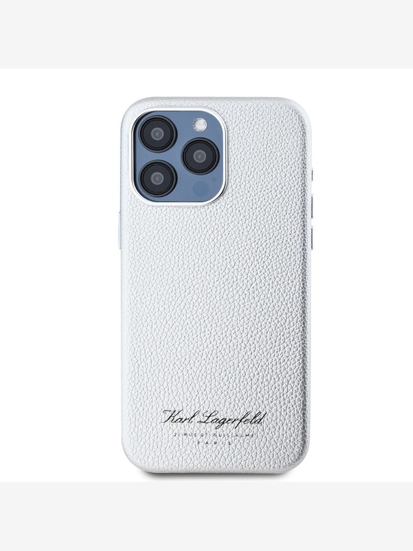 Karl Lagerfeld Κοκκώδες κάλυμμα πλάτης PU Hotel RSG για iPhone 15 Pro Max γκρι Karl Lagerfeld