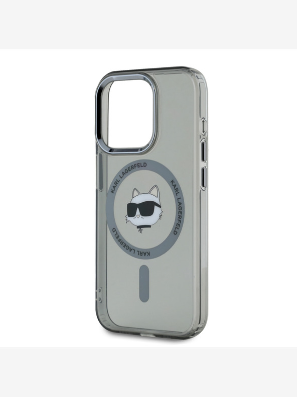 Karl Lagerfeld Karl Lagerfeld IML Choupette Head Μεταλλικό πλαίσιο MagSafe Back Cover για iPhone 15 Pro Max Μαύρο