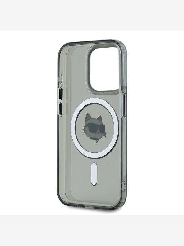 Karl Lagerfeld Karl Lagerfeld IML Choupette Head Μεταλλικό πλαίσιο MagSafe Back Cover για iPhone 15 Pro Max Μαύρο