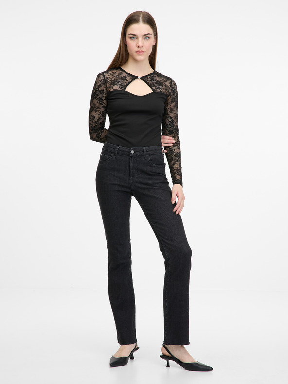 Orsay Μαύρο γυναικείο μακρυμάνικο κορμάκι ORSAY