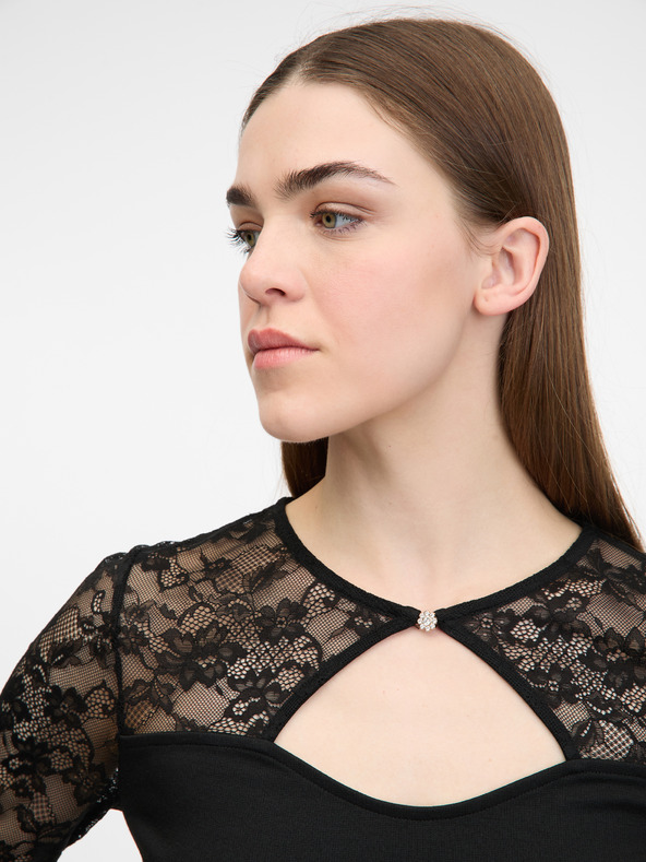 Orsay Μαύρο γυναικείο μακρυμάνικο κορμάκι ORSAY