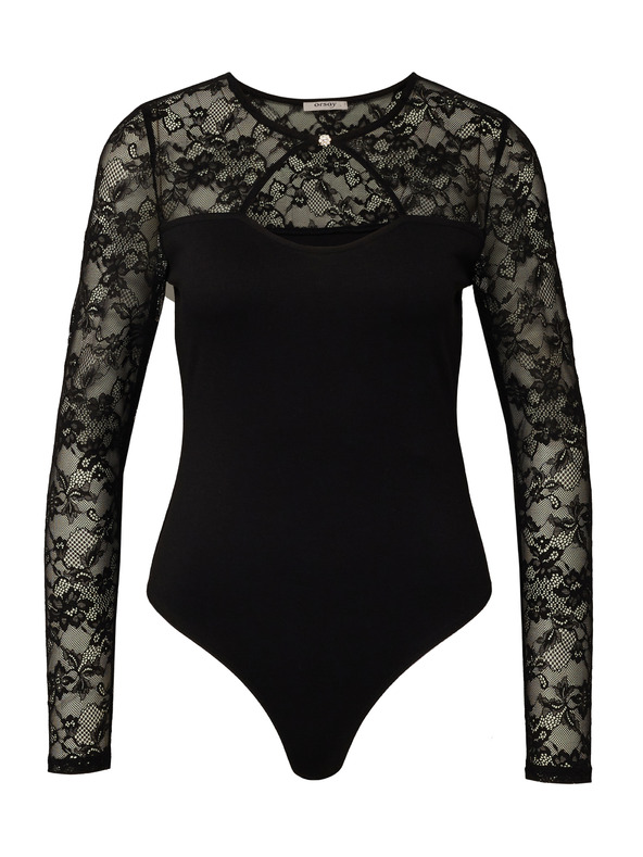 Orsay Μαύρο γυναικείο μακρυμάνικο κορμάκι ORSAY