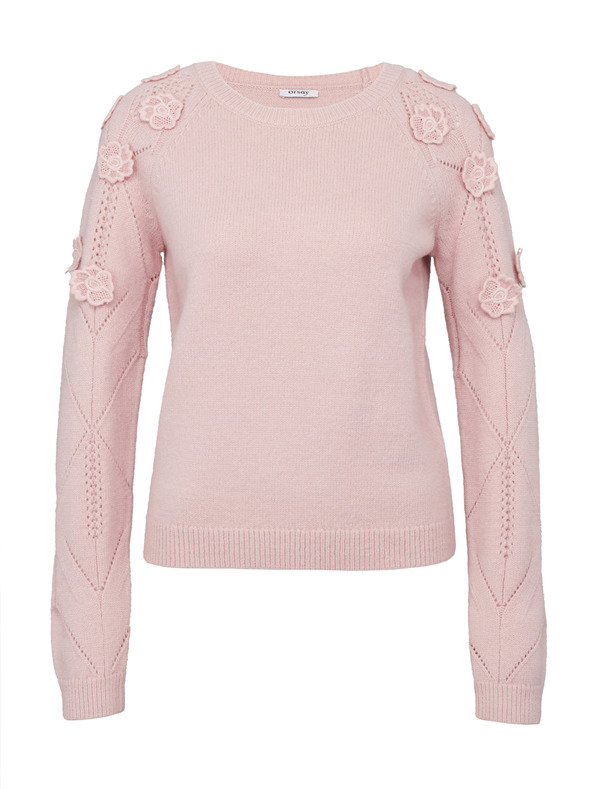 Orsay ORSAY Ανοιχτό ροζ γυναικείο πουλόβερ με φλοράλ απλικέ