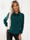 numoco Πράσινη γυναικεία μακρυμάνικη μπλούζα με γραβάτα μπροστά Numoco