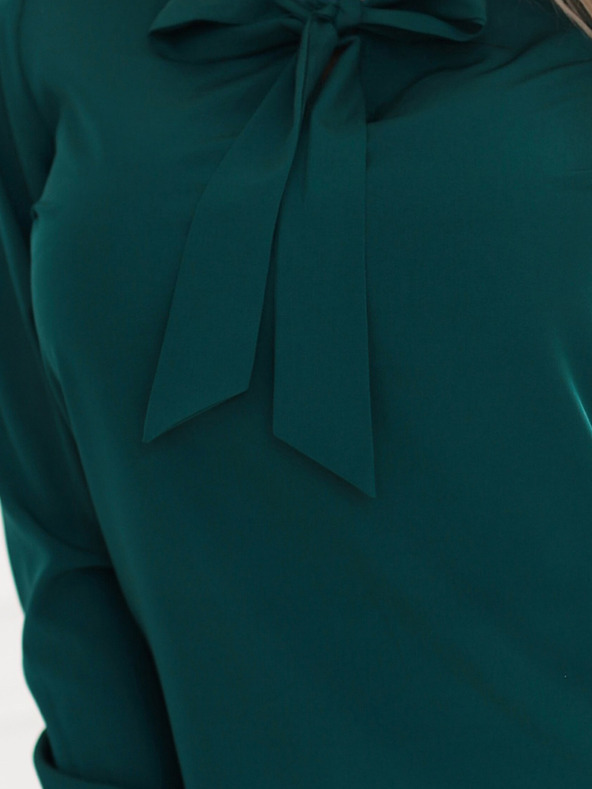 numoco Πράσινη γυναικεία μακρυμάνικη μπλούζα με γραβάτα μπροστά Numoco