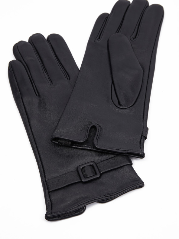 Orsay Μαύρα γυναικεία δερμάτινα γάντια ORSAY