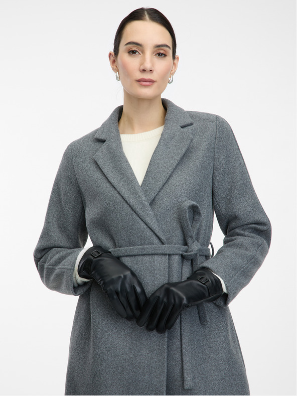 Orsay Μαύρα γυναικεία δερμάτινα γάντια ORSAY