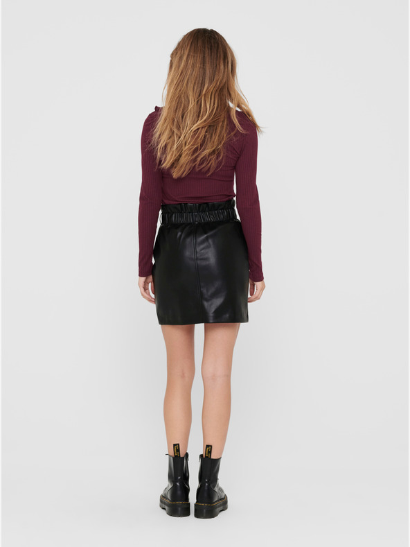 ONLY Μαύρη γυναικεία μίνι φούστα από δερματίνη ONLY Maiya