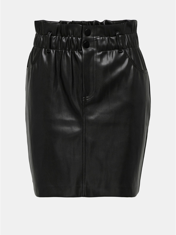 ONLY Μαύρη γυναικεία μίνι φούστα από δερματίνη ONLY Maiya