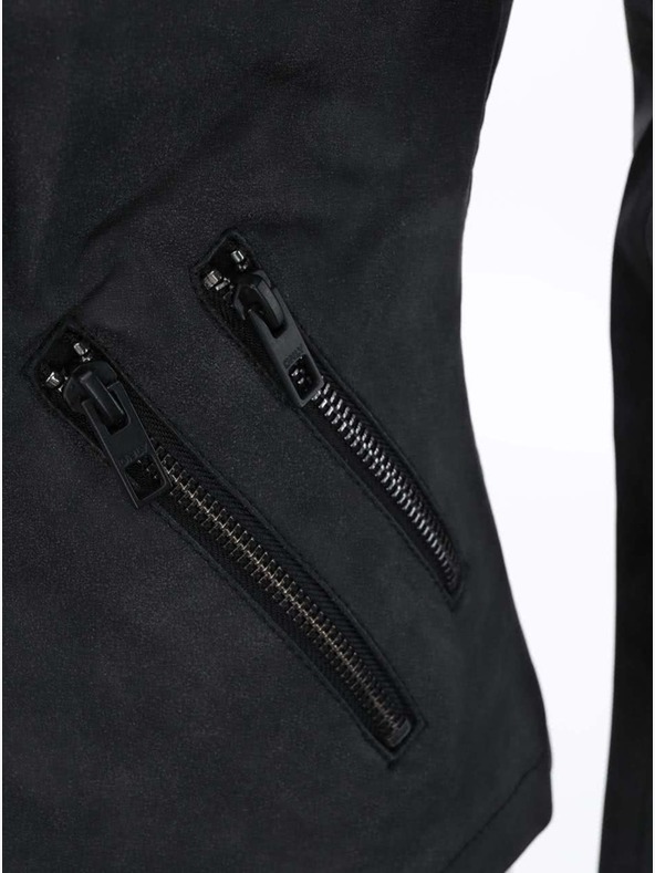 ONLY Μαύρο γυναικείο δερμάτινο καμπυλωτό μπουφάν με τσέπες ONLY Biker