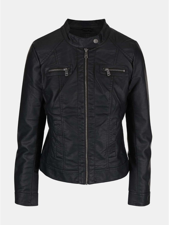 ONLY Μαύρο γυναικείο δερμάτινο μπουφάν ONLY Bandit