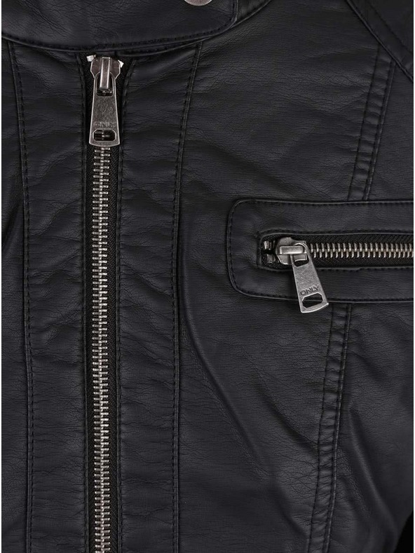 ONLY Μαύρο γυναικείο δερμάτινο μπουφάν ONLY Bandit