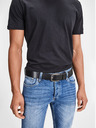 Jack & Jones Μαύρη δερμάτινη ανδρική ζώνη Jack & Jones Paul