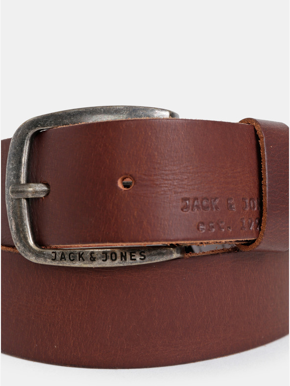 Jack & Jones Σκούρο καφέ δερμάτινη ανδρική ζώνη Jack & Jones Paul Belt
