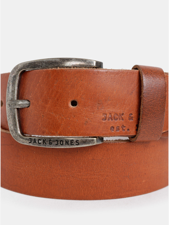 Jack & Jones Καφέ δερμάτινη ανδρική ζώνη Jack & Jones Paul