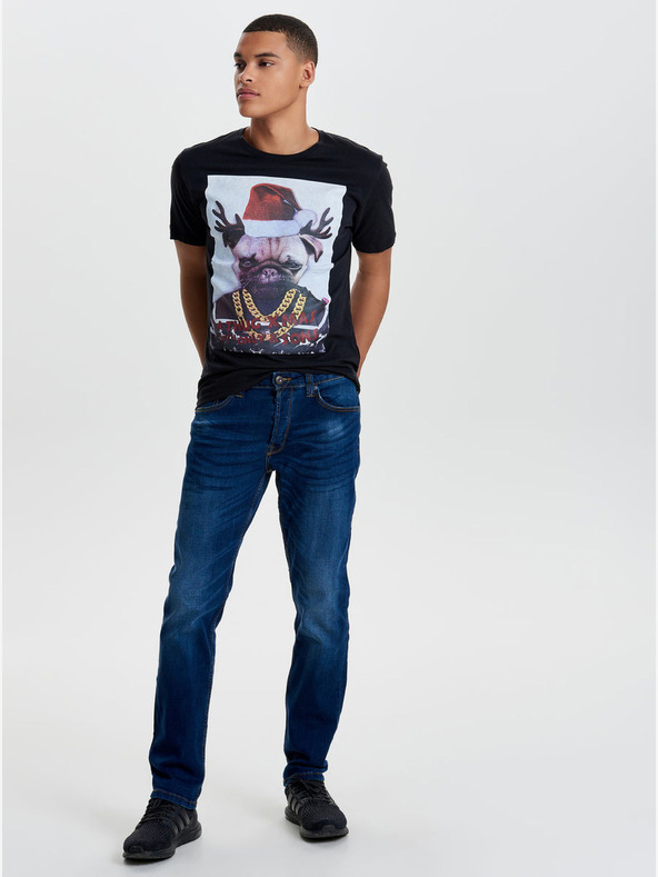 ONLY & SONS Μπλε τζιν με πλυμένο εφέ ONLY & SONS Weft