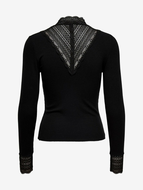 ONLY Μαύρη μπλούζα με δαντέλα ONLY Tilde