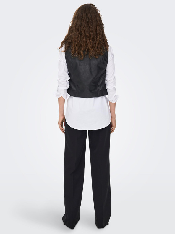 ONLY Μαύρο γυναικείο δερμάτινο γιλέκο ONLY Vera