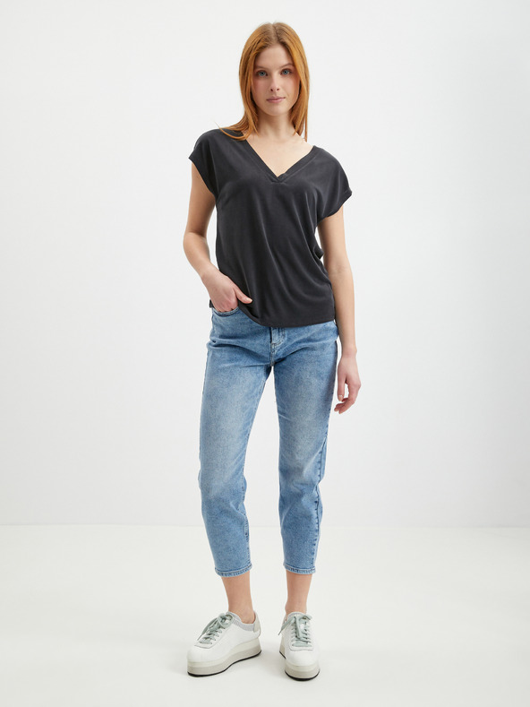 ONLY Μαύρο γυναικείο βασικό μπλουζάκι ONLY Free