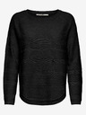 ONLY Μαύρο ελαφρύ πουλόβερ με ραβδώσεις ΜΟΝΟ χαβιάρι