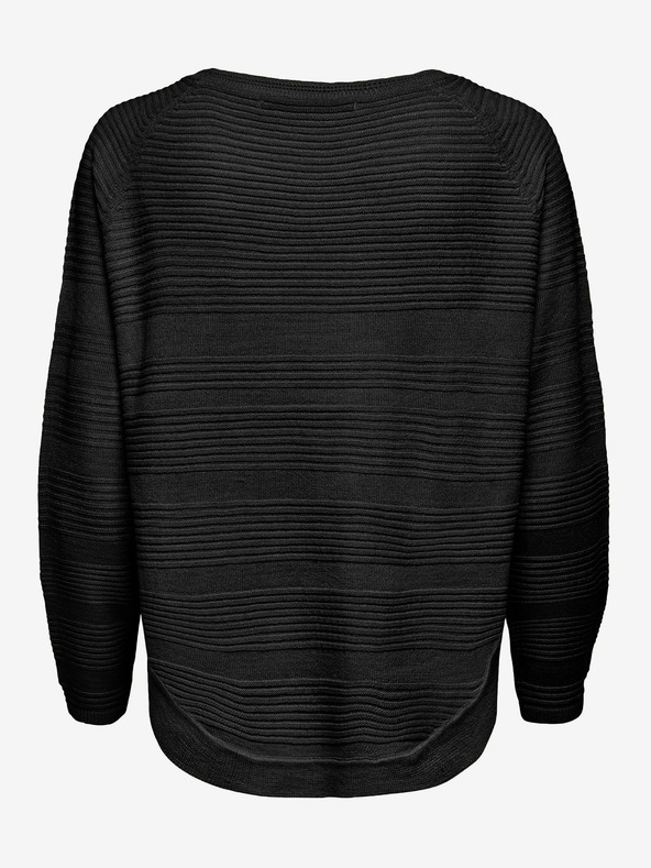 ONLY Μαύρο ελαφρύ πουλόβερ με ραβδώσεις ΜΟΝΟ χαβιάρι
