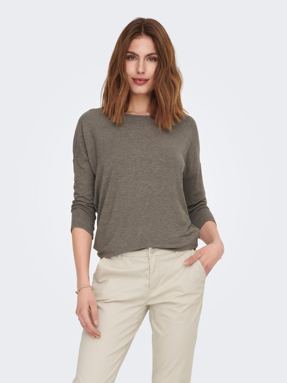 ONLY Καφέ γυναικείο ριγέ μπλουζάκι ONLY Glamour