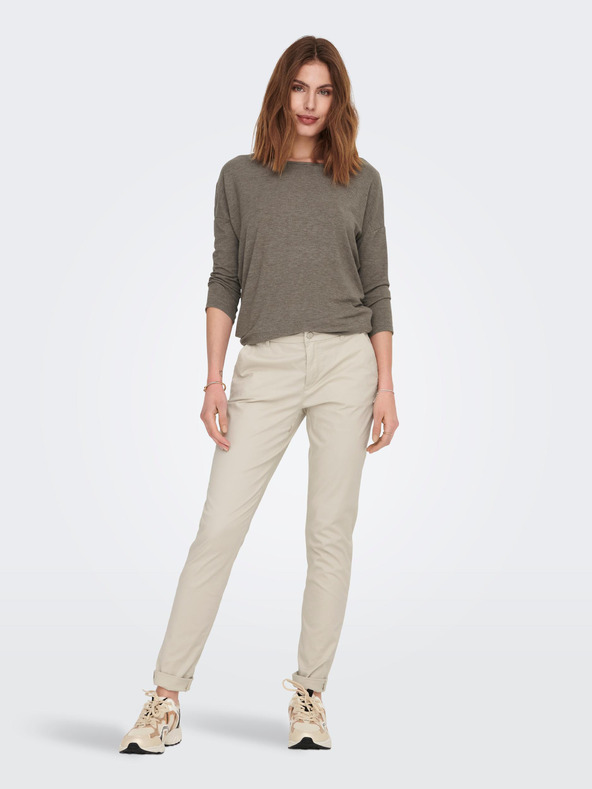 ONLY Καφέ γυναικείο ριγέ μπλουζάκι ONLY Glamour