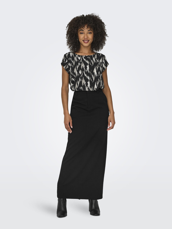 ONLY Μπεζ και μαύρη γυναικεία μπλούζα με σχέδιο ONLY Vic