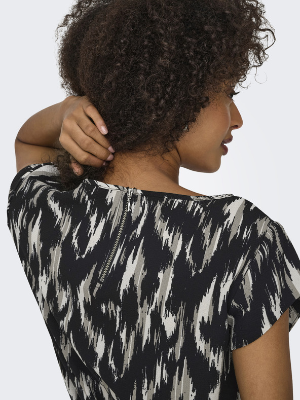 ONLY Μπεζ και μαύρη γυναικεία μπλούζα με σχέδιο ONLY Vic