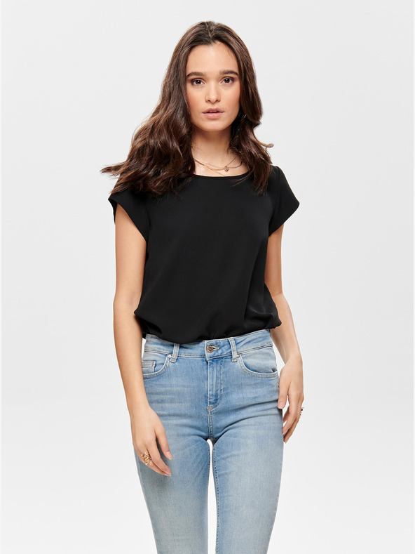 ONLY Μαύρη μπλούζα με φερμουάρ στην πλάτη ONLY Vic