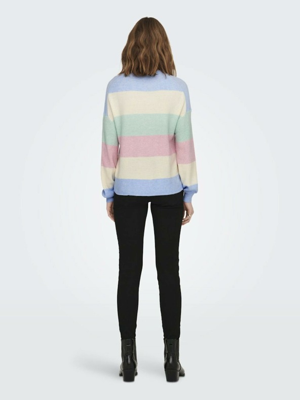 ONLY Ροζ και μπλε γυναικείο ριγέ πουλόβερ ONLY