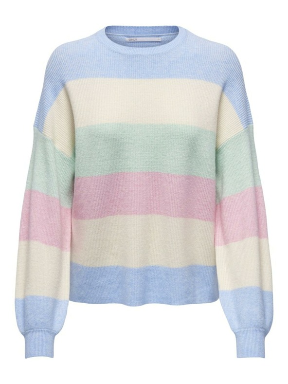 ONLY Ροζ και μπλε γυναικείο ριγέ πουλόβερ ONLY