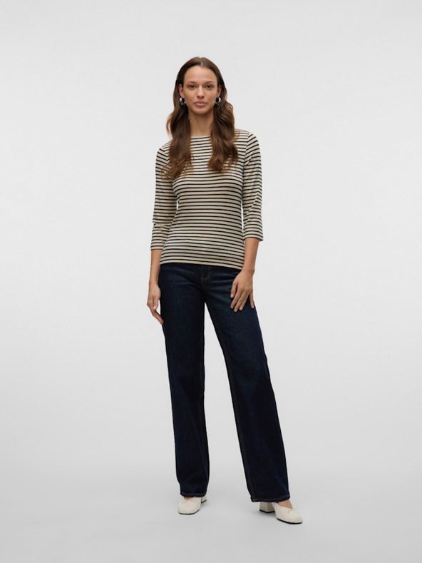 AWARE by VERO MODA Μπεζ γυναικείο ριγέ πουκάμισο AWARE by VERO MODA Fiona