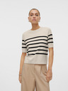 Vero Moda Μαύρο και μπεζ γυναικείο ριγέ πουλόβερ Vero Moda Saba