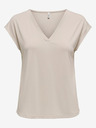 ONLY Μπεζ γυναικείο μπλουζάκι ΜΟΝΟ Δωρεάν