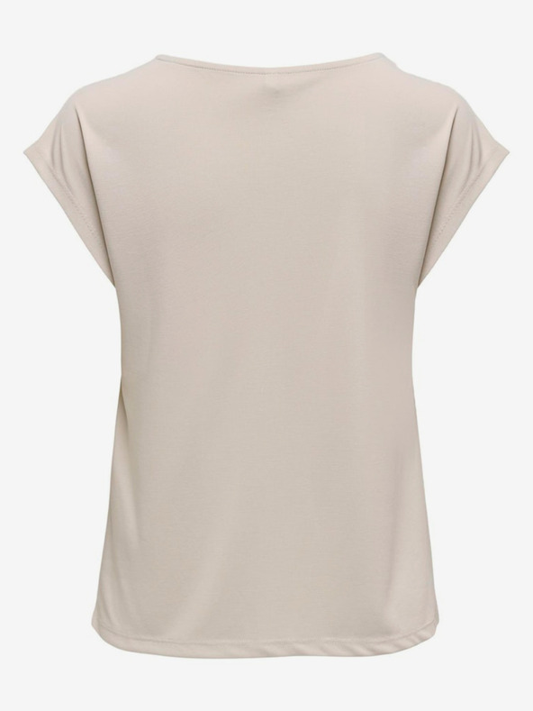 ONLY Μπεζ γυναικείο μπλουζάκι ΜΟΝΟ Δωρεάν