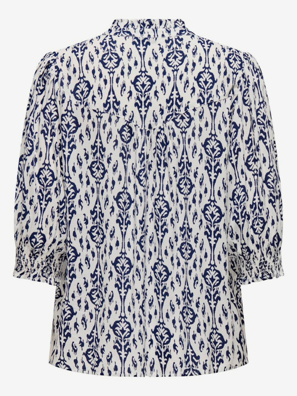 ONLY Λευκή και μπλε γυναικεία μπλούζα με σχέδιο ΜΟΝΟ Raya