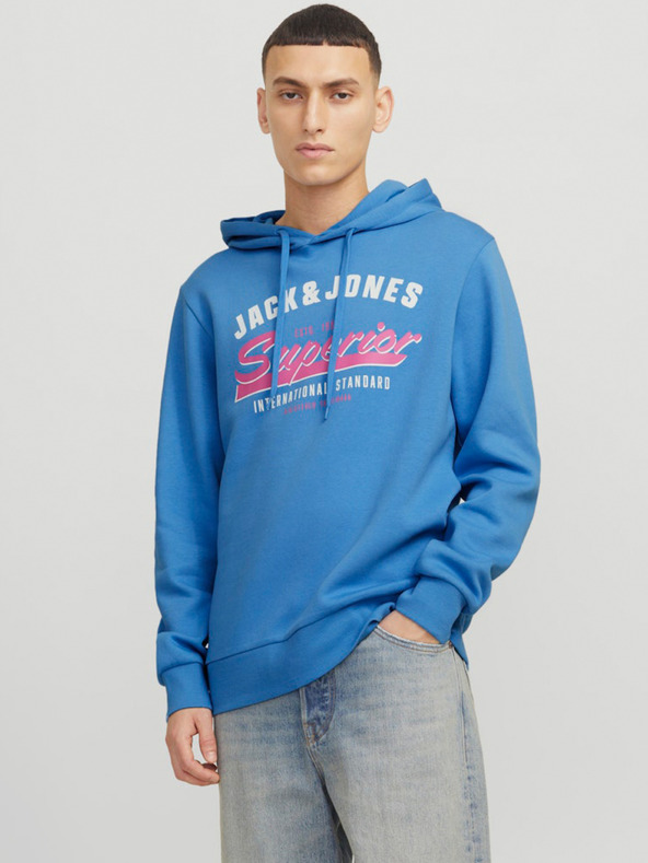Jack & Jones Μπλε ανδρικό φούτερ Jack & Jones με λογότυπο
