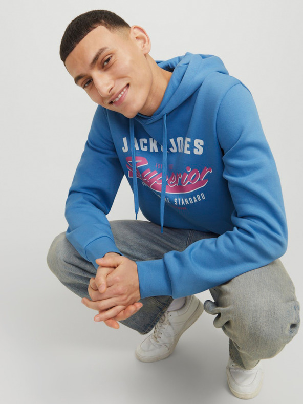 Jack & Jones Μπλε ανδρικό φούτερ Jack & Jones με λογότυπο