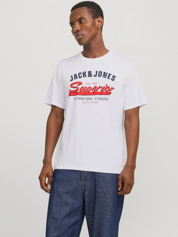 Jack & Jones Λευκό ανδρικό πουκάμισο Jack & Jones με λογότυπο