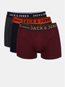 Jack & Jones Σετ τριών ανδρικών μποξεράκια Jack & Jones Lichfield σε μπορντό, ναυτικό και γκρι χρώμα