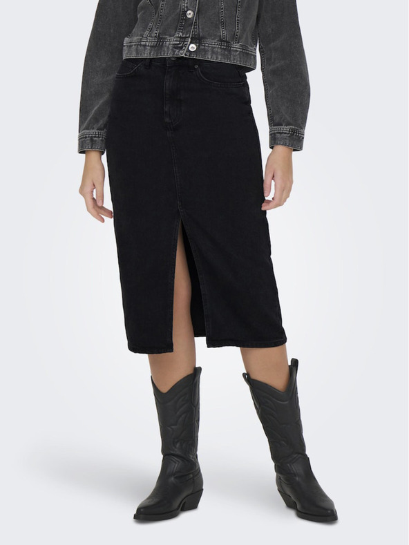 ONLY Μαύρο Γυναικεία τζιν μίντι φούστα ONLY Bianca