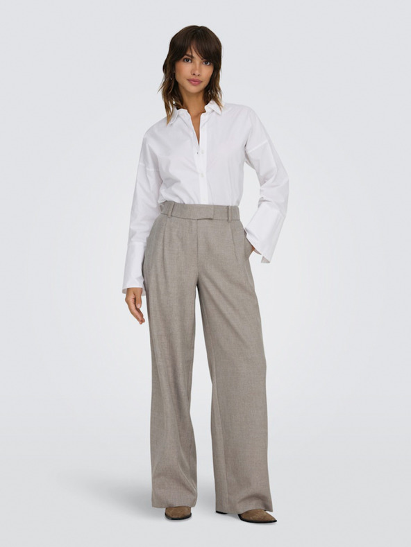 ONLY Καφέ γυναικείο φαρδύ παντελόνι ΜΟΝΟ