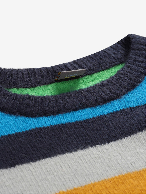 NAX Πορτοκαλί και μπλε αγορίστικο ριγέ πουλόβερ NAX MOERO