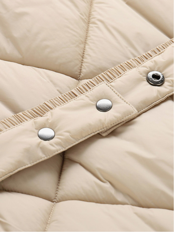 NAX Μπεζ γυναικείο χειμερινό καπιτονέ παλτό NAX ZARGA