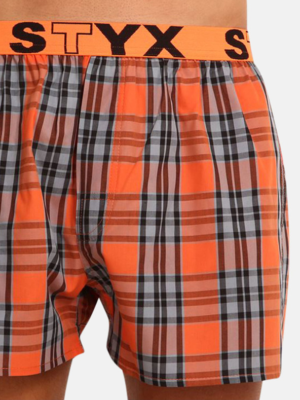 Styx Γκρι και πορτοκαλί ανδρικό καρό σορτσάκι Styx