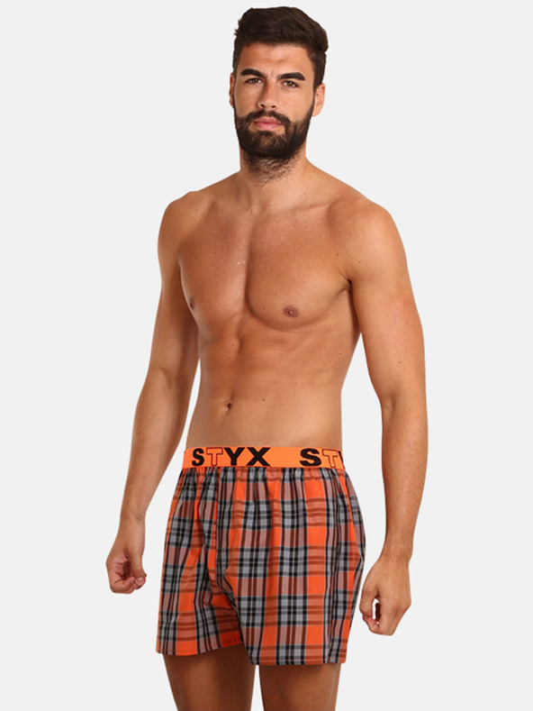 Styx Γκρι και πορτοκαλί ανδρικό καρό σορτσάκι Styx