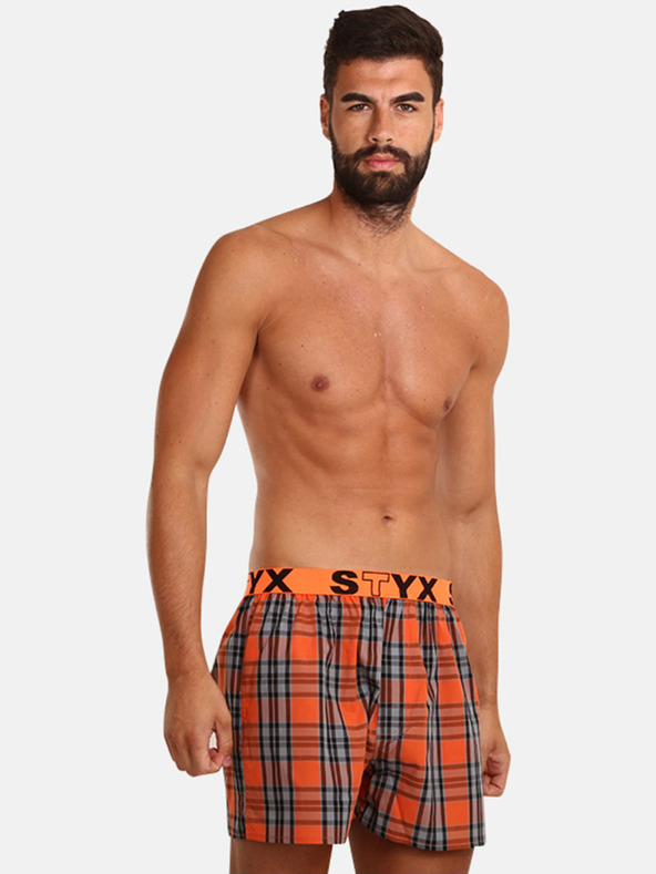 Styx Γκρι και πορτοκαλί ανδρικό καρό σορτσάκι Styx