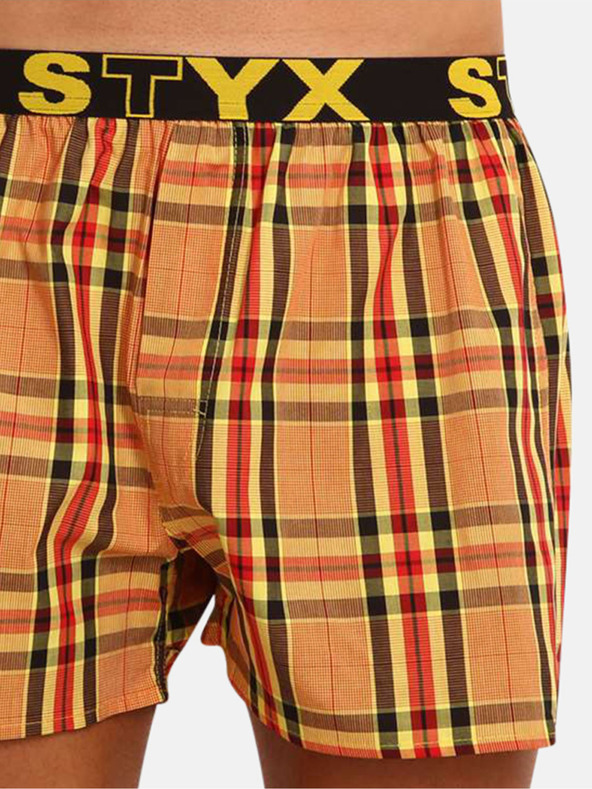 Styx Κίτρινο-πορτοκαλί ανδρικό καρό σορτς Styx