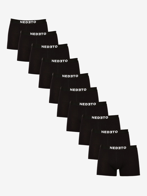 Nedeto Σετ δέκα ανδρικών σλιπ μποξεράκια σε μαύρο Nedeto